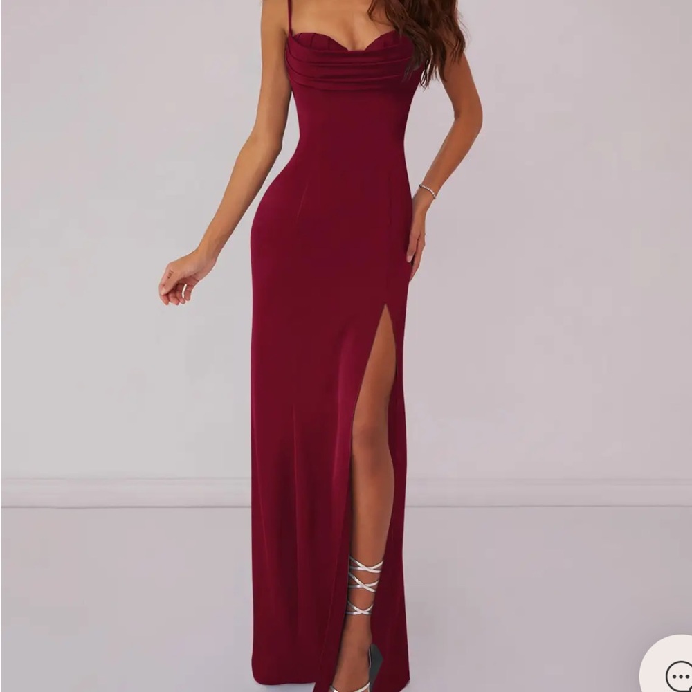 Azazie Burgundy Maxi Dress